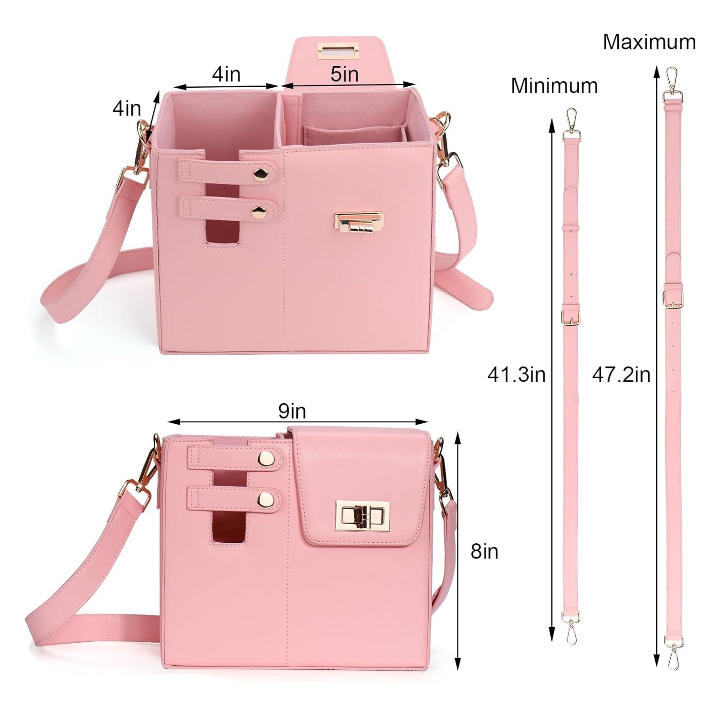 Alice – Modische Schultertasche mit Halterung für Sport-Wasserflaschen