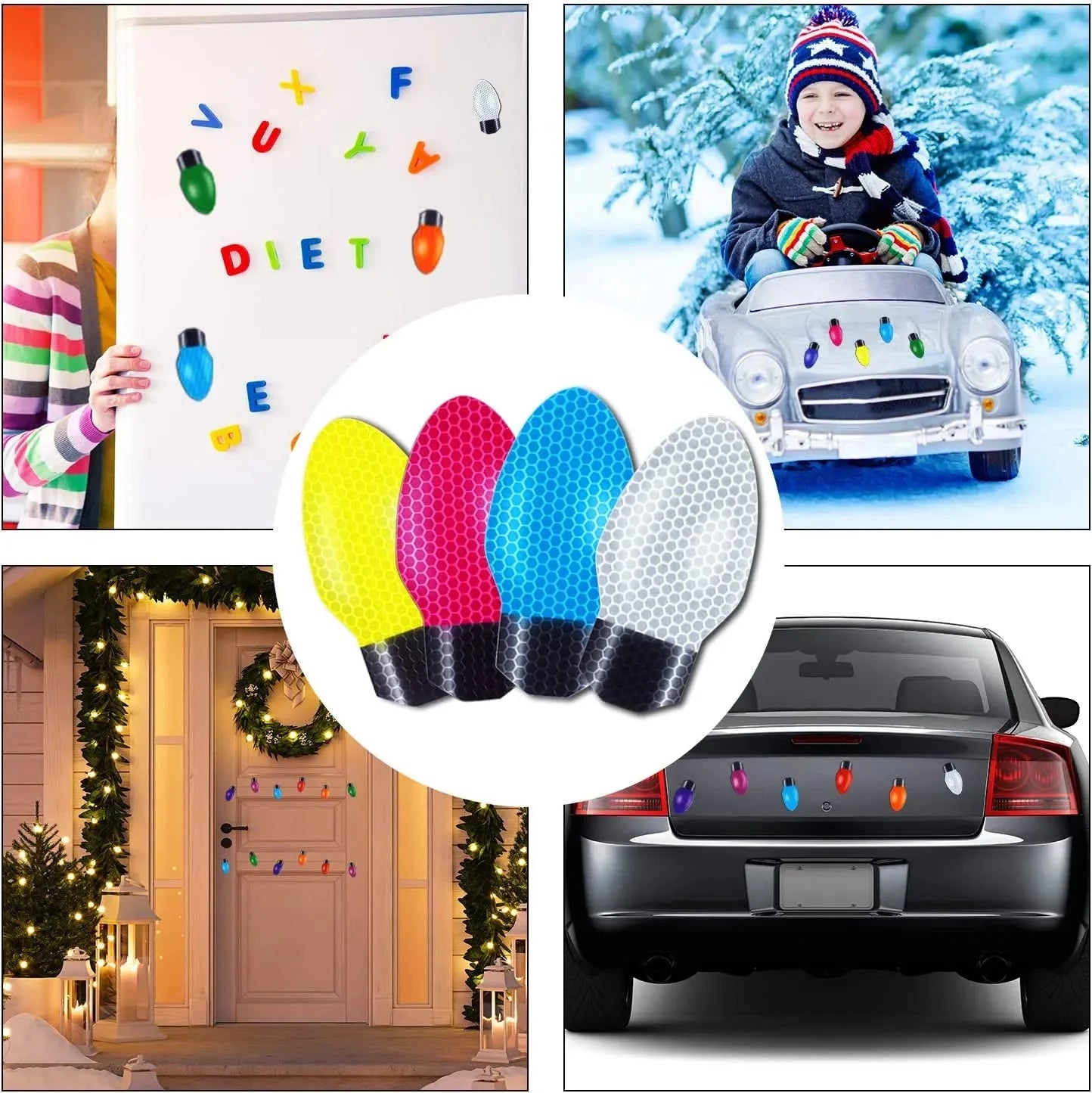 GlowBrite – Reflektierendes Glühbirnen-Magnetset für Auto und Zuhause