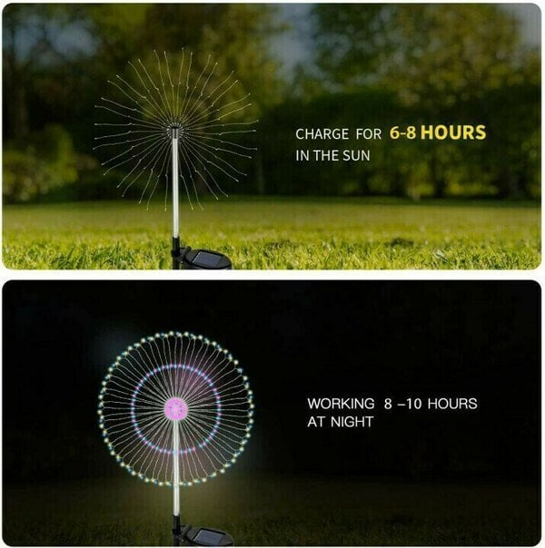 LumiSpark – Solarbetriebene Lichterkette in Feuerwerksform für magisches Leuchten im Freien
