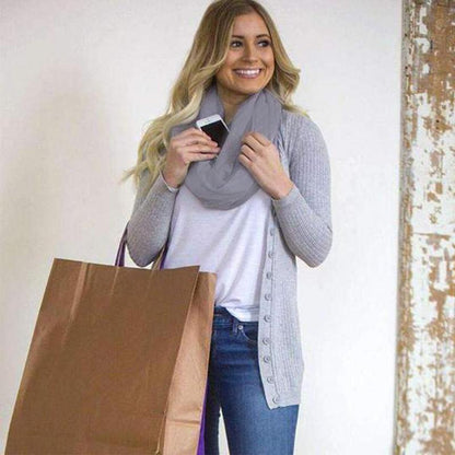 PocketShawl – Winterschal mit versteckter Tasche für Wertsachen