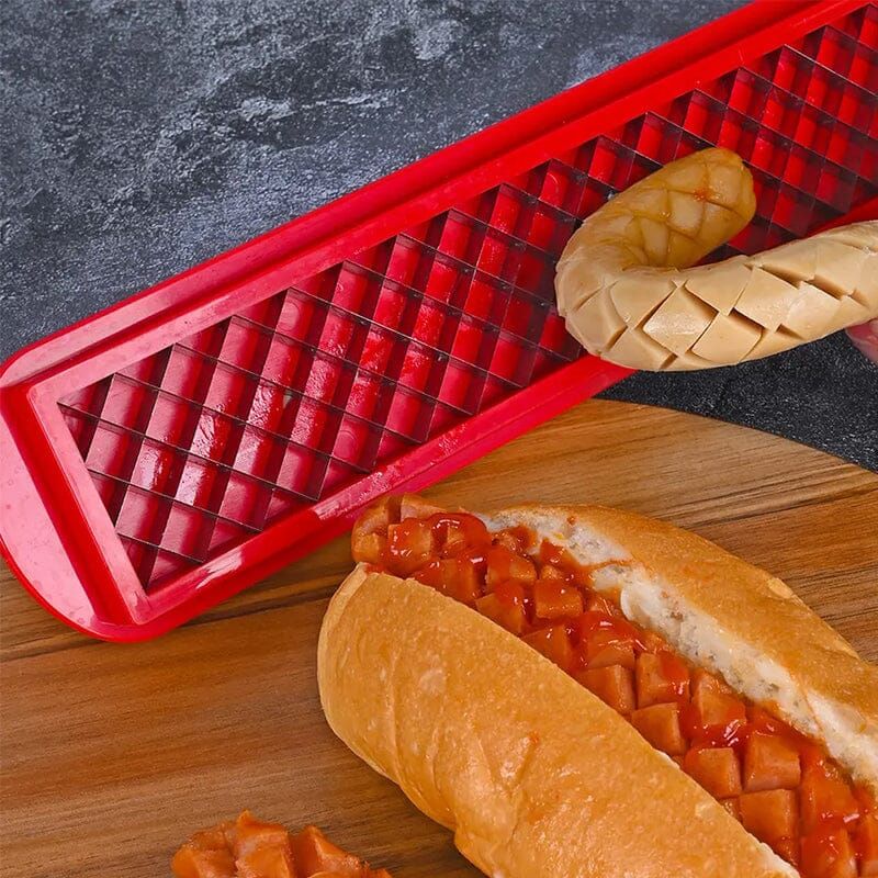 GrillMaster – Hot Dog Wurst und Schinkenschneider mit gestreiftem Messer