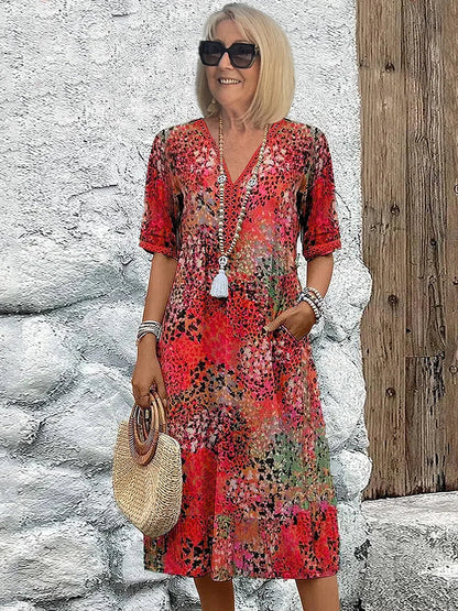 Gabriella – Bedrucktes Midikleid für den eleganten Alltag