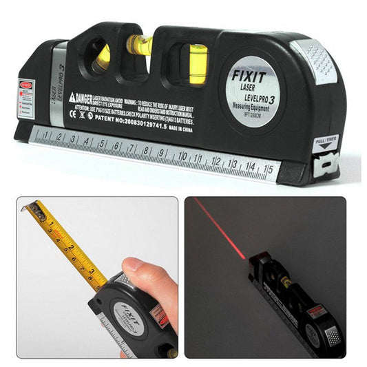 Präzise Messung – 3-in-1-Laserwasserwaage und Maßband