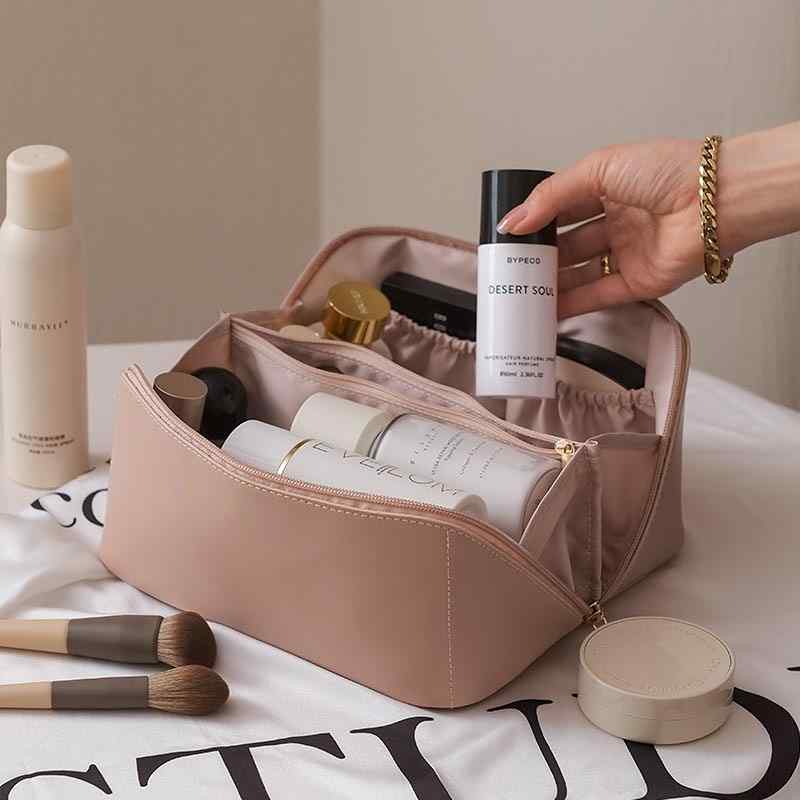 Rose – Luxe Cosmetica Tas mit Brede Opening und Meerdere Vakken