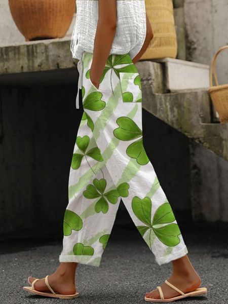 Damen – Bedruckte Cropped-Hose für die lässige Sommergarderobe