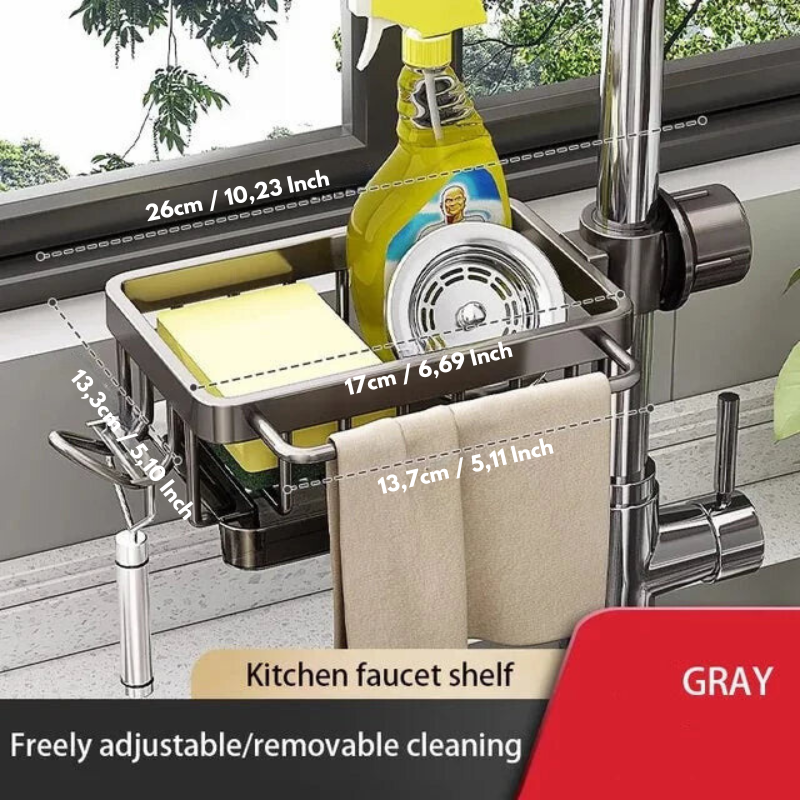 SinkTidy – Aluminium Spülbecken Organizer für eine ordentliche Küche