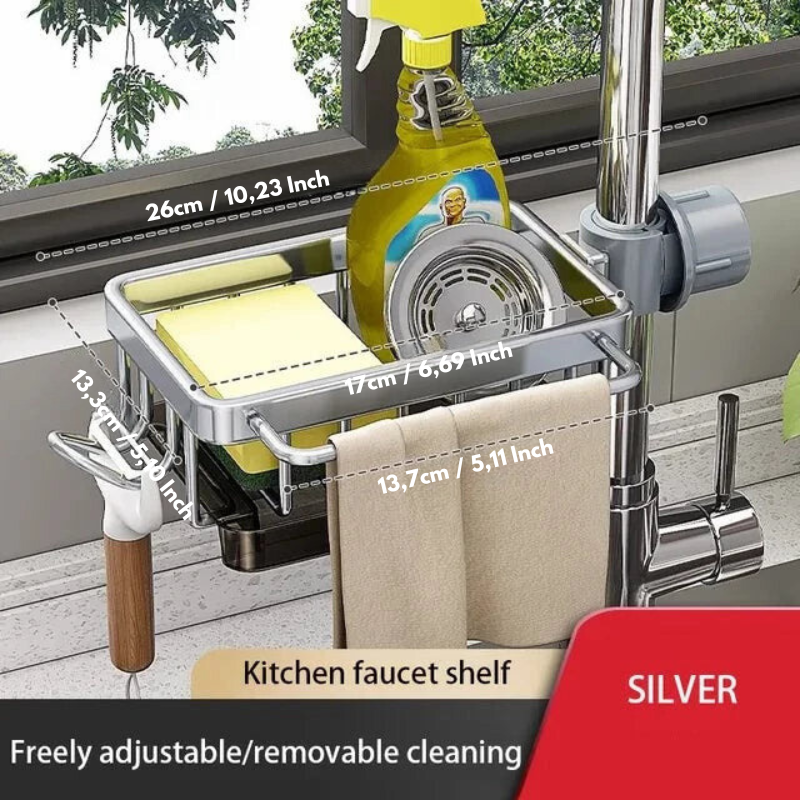 SinkTidy – Aluminium Spülbecken Organizer für eine ordentliche Küche