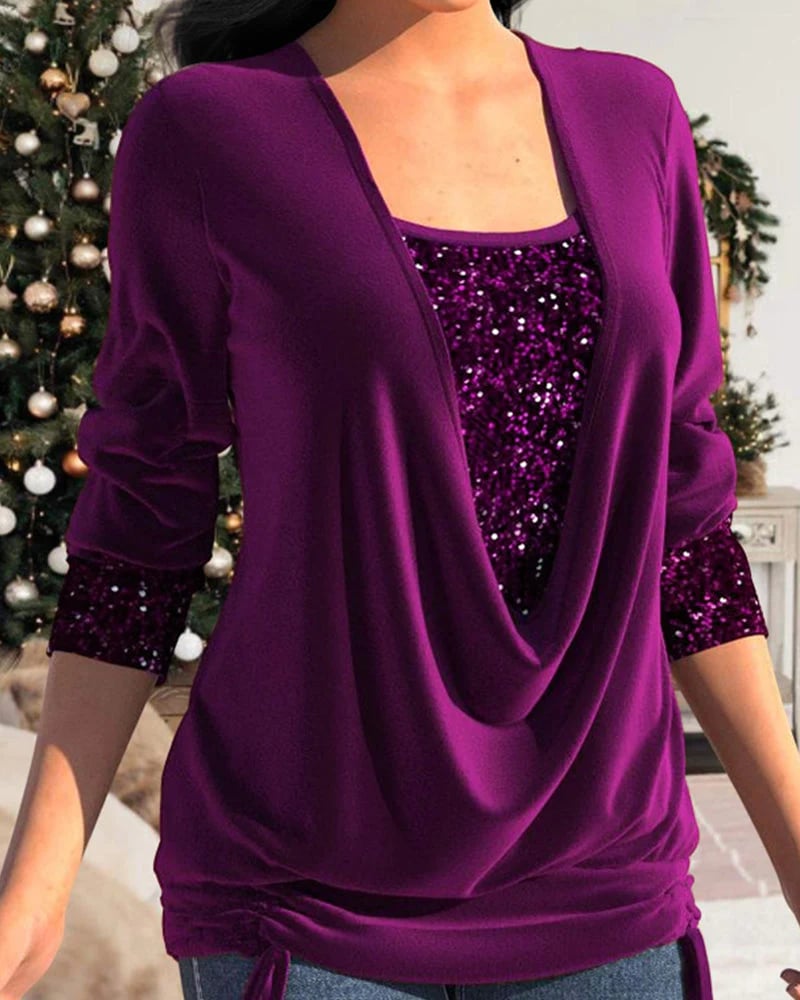 Chloe – Paillettenbluse mit langen Ärmeln für einen funkelnden Look