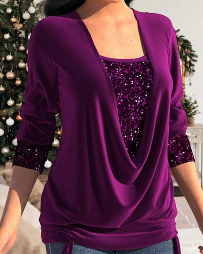 Chloe – Paillettenbluse mit langen Ärmeln für einen funkelnden Look