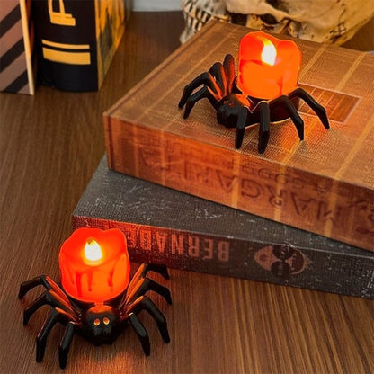 SpookyGlow – Halloween LED-Kürbislampe mit Spinnenmotiv