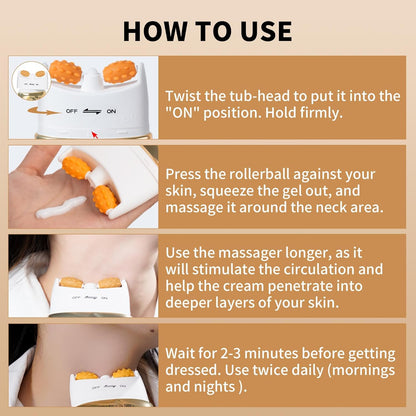 NeckLuxe – Straffende Hals- &amp; Dekolletécreme Mit Massagekopf Für Jugendlich Glatte Haut | 1+1 Gratis