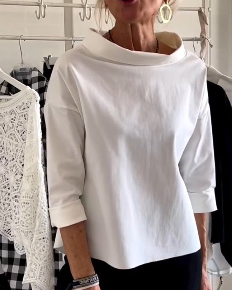 Henna – Lange Bluse mit weitem Rollkragen