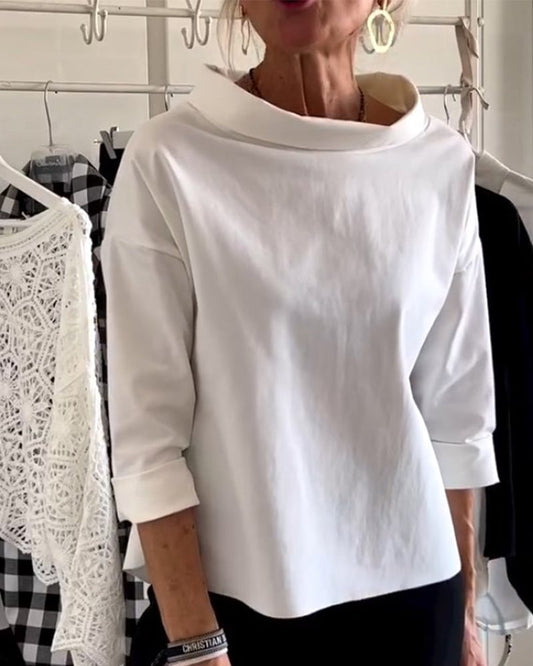 Henna – Lange Bluse mit weitem Rollkragen