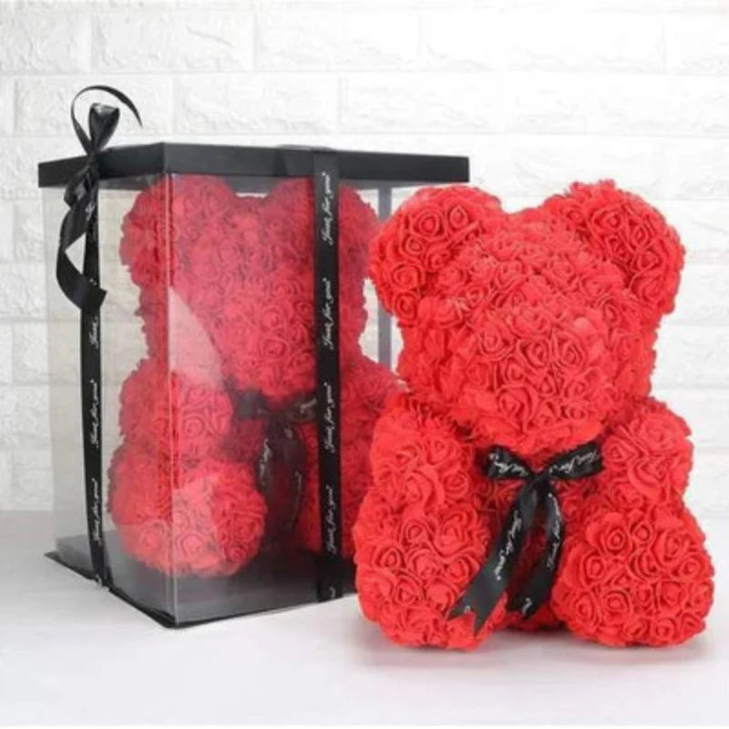 RoseBear – Teddybär mit synthetischen Rosen und elegantem, langlebigem Design