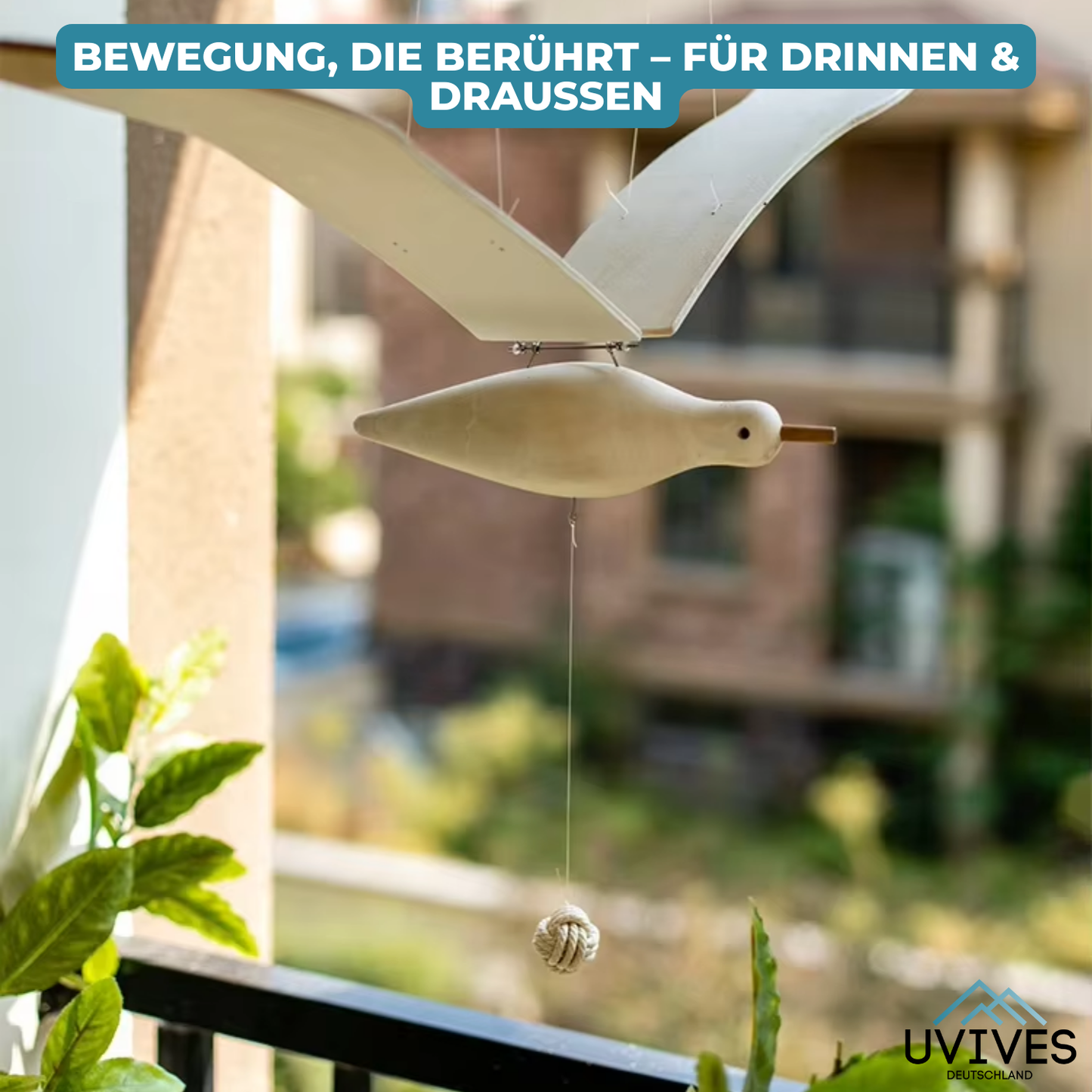 LuftMöwe – Handgefertigte Holzmöwe mit schlagenden Flügeln