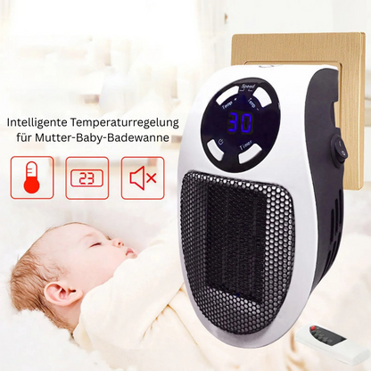 BlazeHeat - Elektrischer Mini Heizstrahler mit Fernbedienung und Digitalanzeige