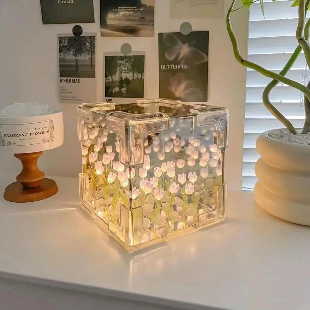 FloraShine – Tulpenblüten-Lichtbox für magische Wohnatmosphäre