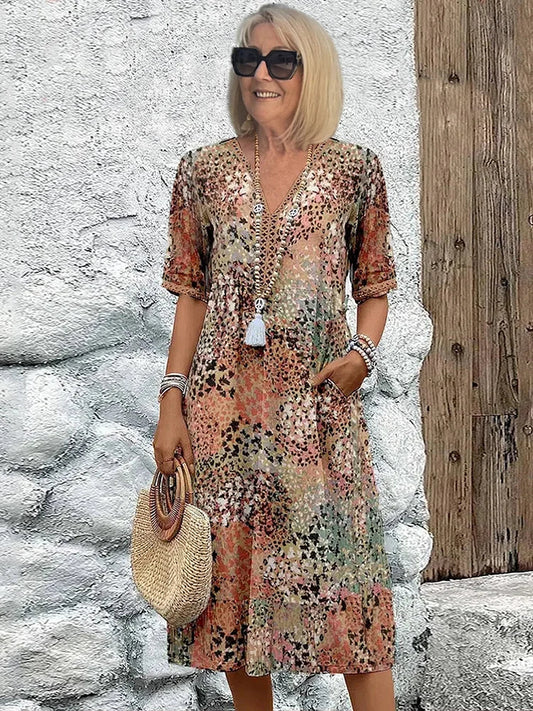 Gabriella – Bedrucktes Midikleid für den eleganten Alltag