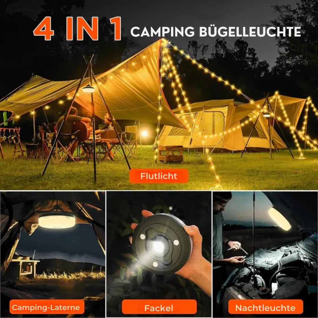 LumiTrail – 4-in-1 Multifunktionale Campinglampe Mit Laterne, Lichterkette, Taschenlampe &amp; Powerbank