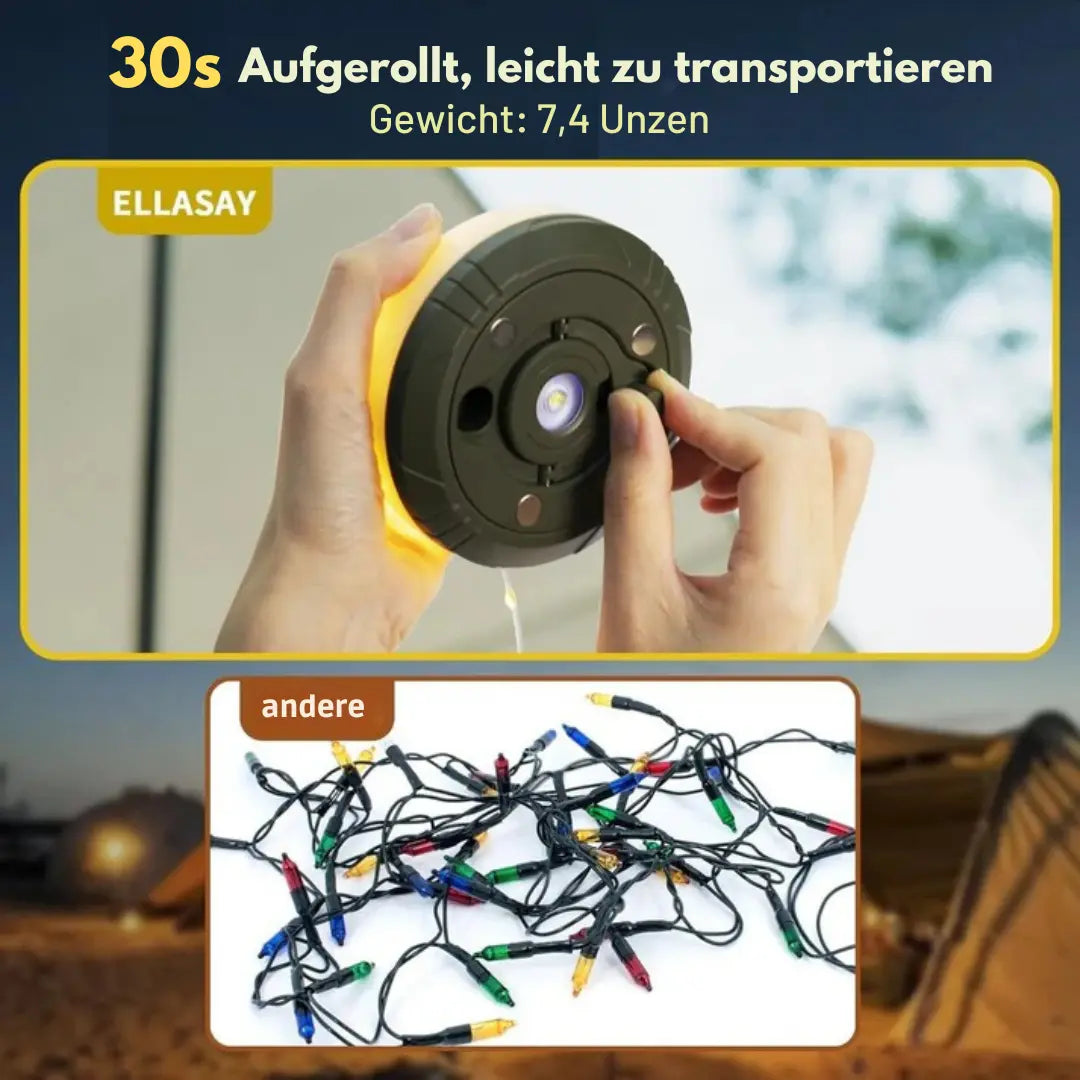 LumiTrail – 4-in-1 Multifunktionale Campinglampe Mit Laterne, Lichterkette, Taschenlampe &amp; Powerbank