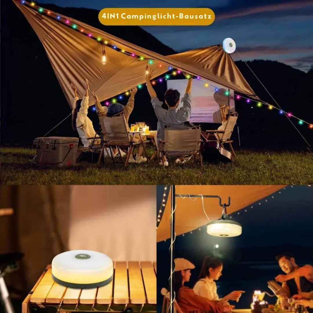 LumiTrail – 4-in-1 Multifunktionale Campinglampe Mit Laterne, Lichterkette, Taschenlampe &amp; Powerbank