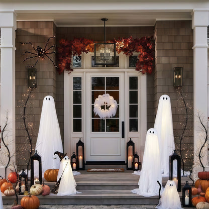 SpookyGlow – 12 leuchtende Geister LED-Kranz für Halloween