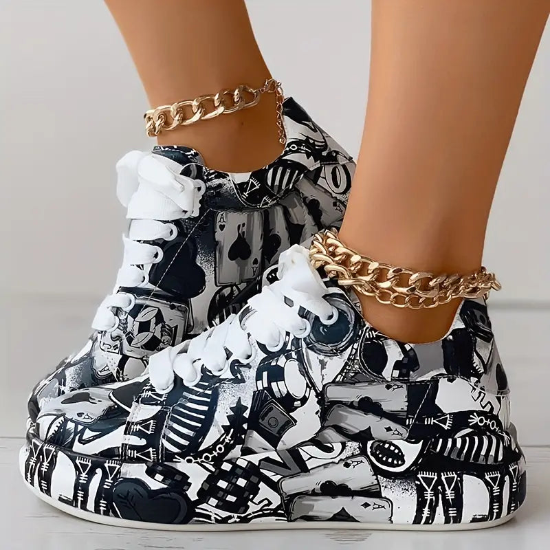 Hazel – Sneaker mit Graffiti-Print für stylischen Komfort im Alltag