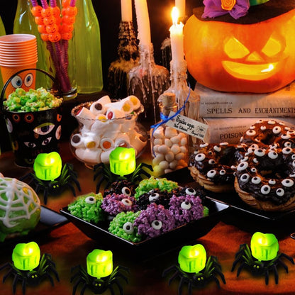 SpookyGlow – Halloween LED-Kürbislampe mit Spinnenmotiv