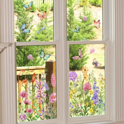 VividBlossom – Floraler Fensteraufkleber für lebendige Dekoration