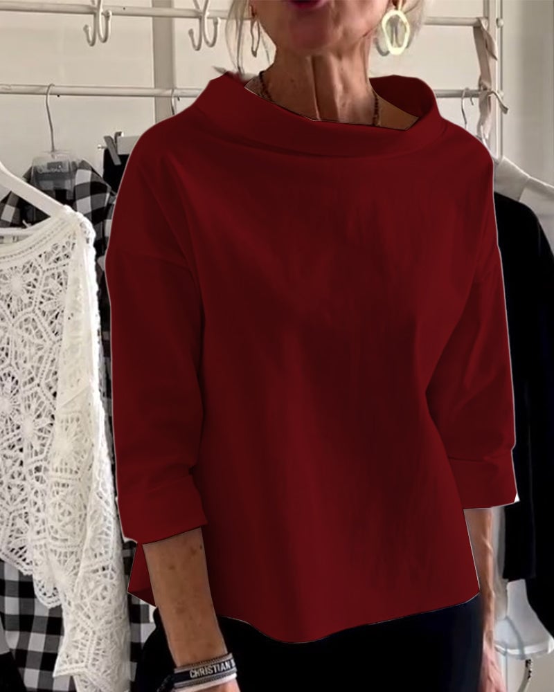 Henna – Lange Bluse mit weitem Rollkragen