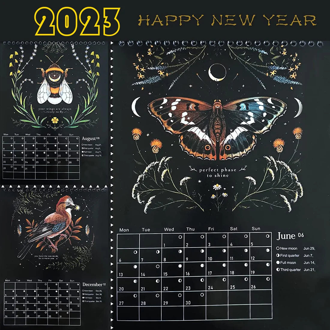 DarkForest – Mondkalender 2023 mit Originalillustrationen und Mondphasen