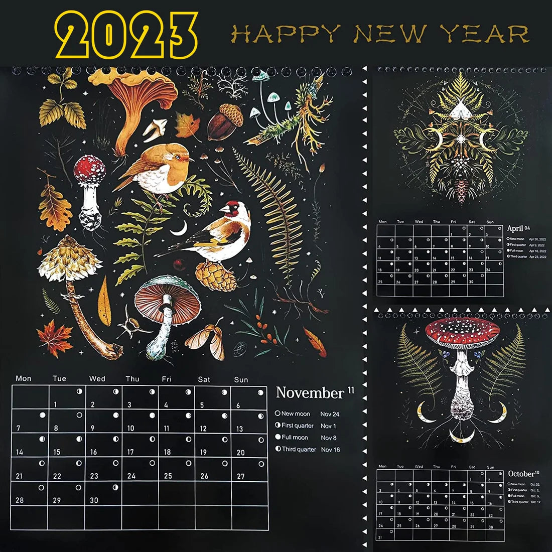 DarkForest – Mondkalender 2023 mit Originalillustrationen und Mondphasen