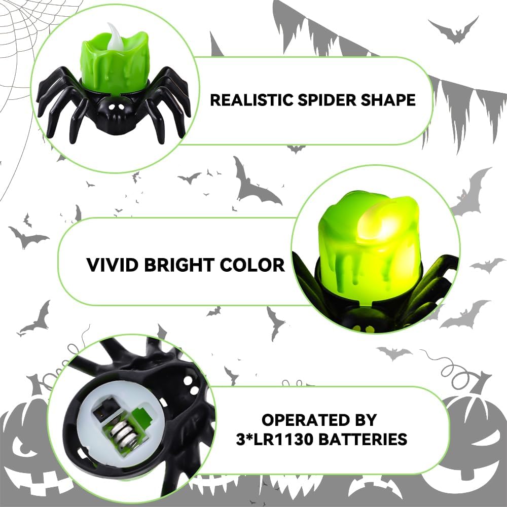 SpookyGlow – Halloween LED-Kürbislampe mit Spinnenmotiv