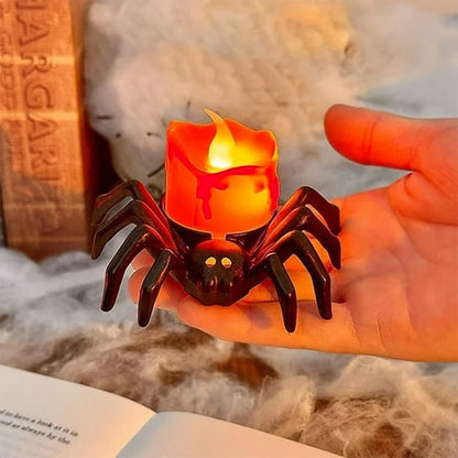 SpookyGlow – Halloween LED-Kürbislampe mit Spinnenmotiv