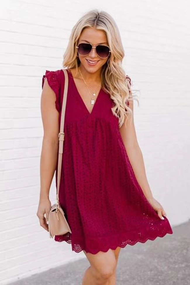 Brooke – Fließender Spitzenkleid-Strampler mit integrierten Shorts
