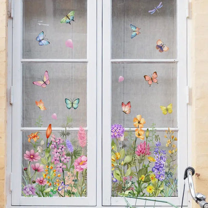 VividBlossom – Floraler Fensteraufkleber für lebendige Dekoration