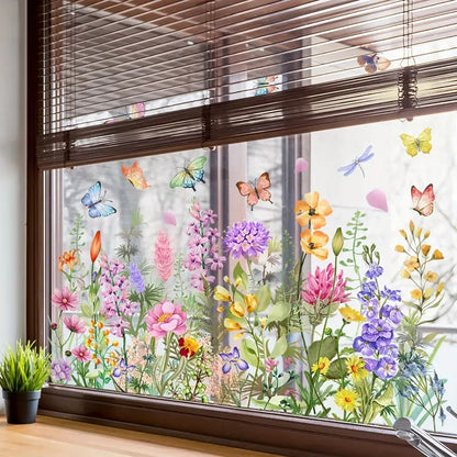 VividBlossom – Floraler Fensteraufkleber für lebendige Dekoration