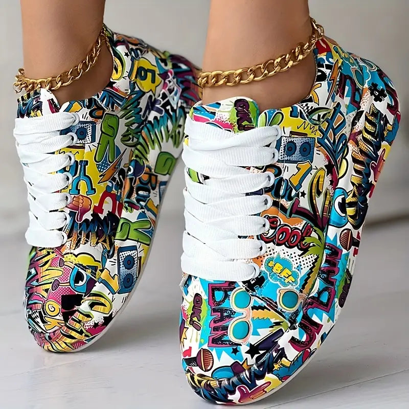 Hazel – Sneaker mit Graffiti-Print für stylischen Komfort im Alltag