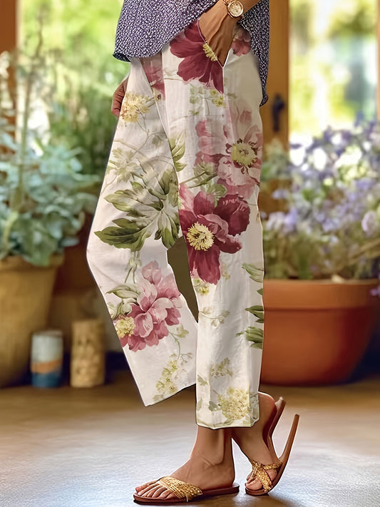 Damen – Bedruckte Cropped-Hose für die lässige Sommergarderobe