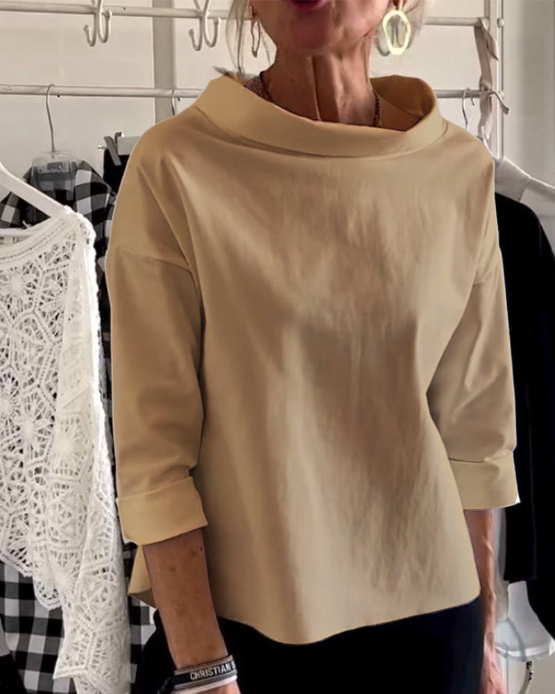 Henna – Lange Bluse mit weitem Rollkragen