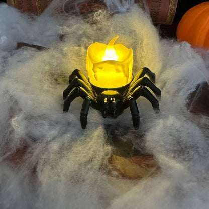 SpookyGlow – Halloween LED-Kürbislampe mit Spinnenmotiv
