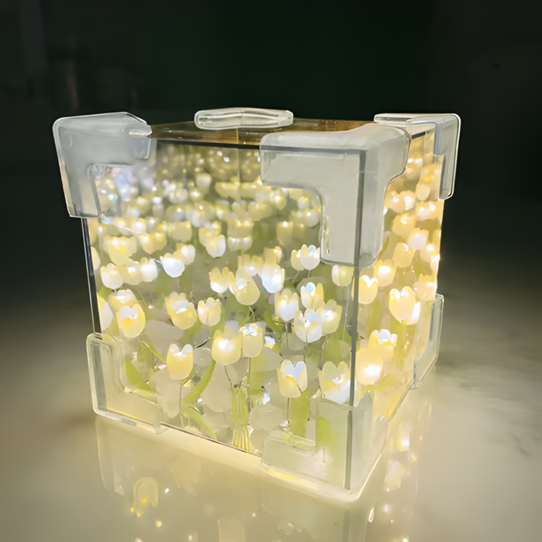 FloraShine – Tulpenblüten-Lichtbox für magische Wohnatmosphäre