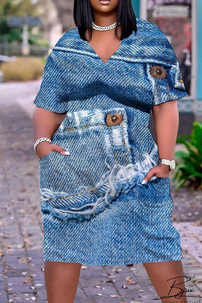 Rosalinda – Buntes Patchwork-Kleid mit V-Ausschnitt für einen lebendigen Stil