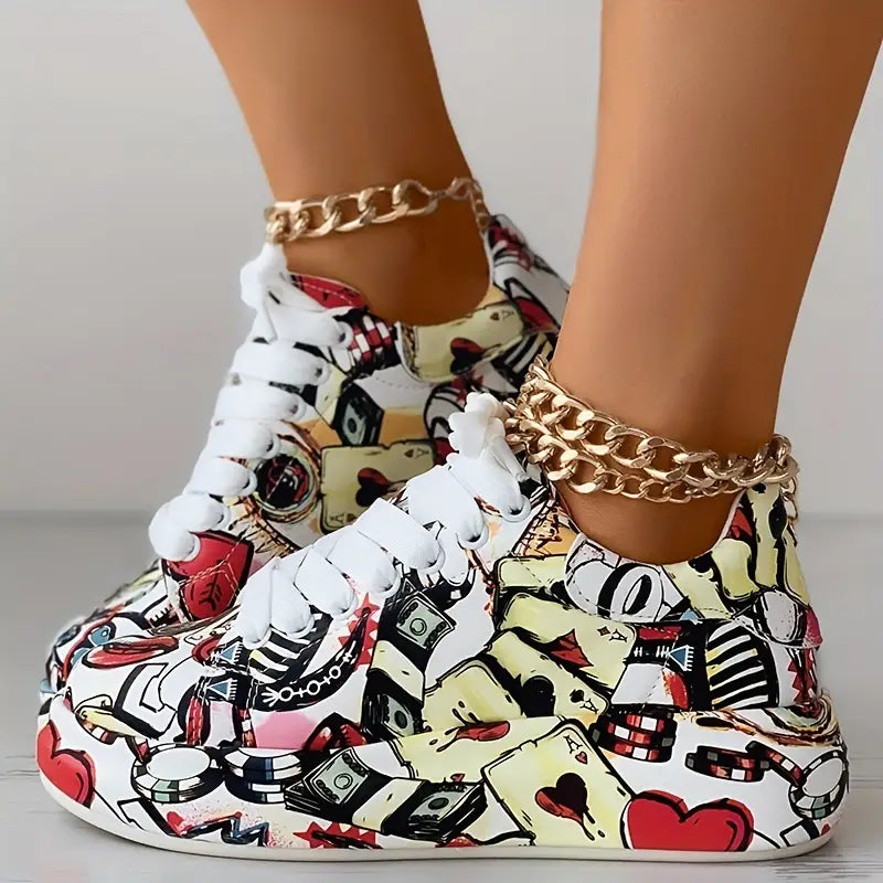 Hazel – Sneaker mit Graffiti-Print für stylischen Komfort im Alltag