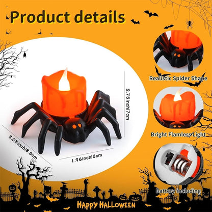 SpookyGlow – Halloween LED-Kürbislampe mit Spinnenmotiv