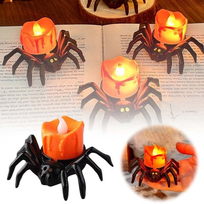 SpookyGlow – Halloween LED-Kürbislampe mit Spinnenmotiv