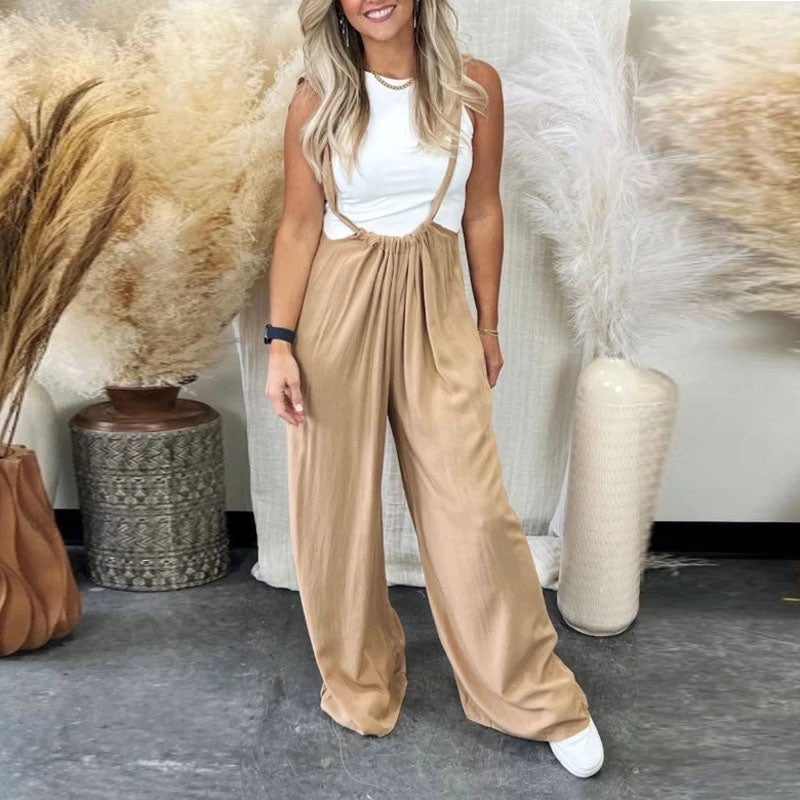 Frieda – Seidiger Plissee-Straps-Jumpsuit mit Vintage-Charme