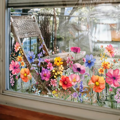 VividBlossom – Floraler Fensteraufkleber für lebendige Dekoration