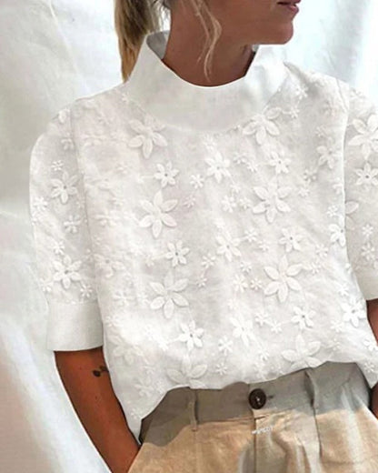 Clara – Baumwollbluse mit Stehkragen für Style