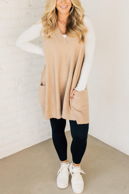 Jennisha – Fließende, flauschige Strickweste mit Taschen zum Drunterziehen